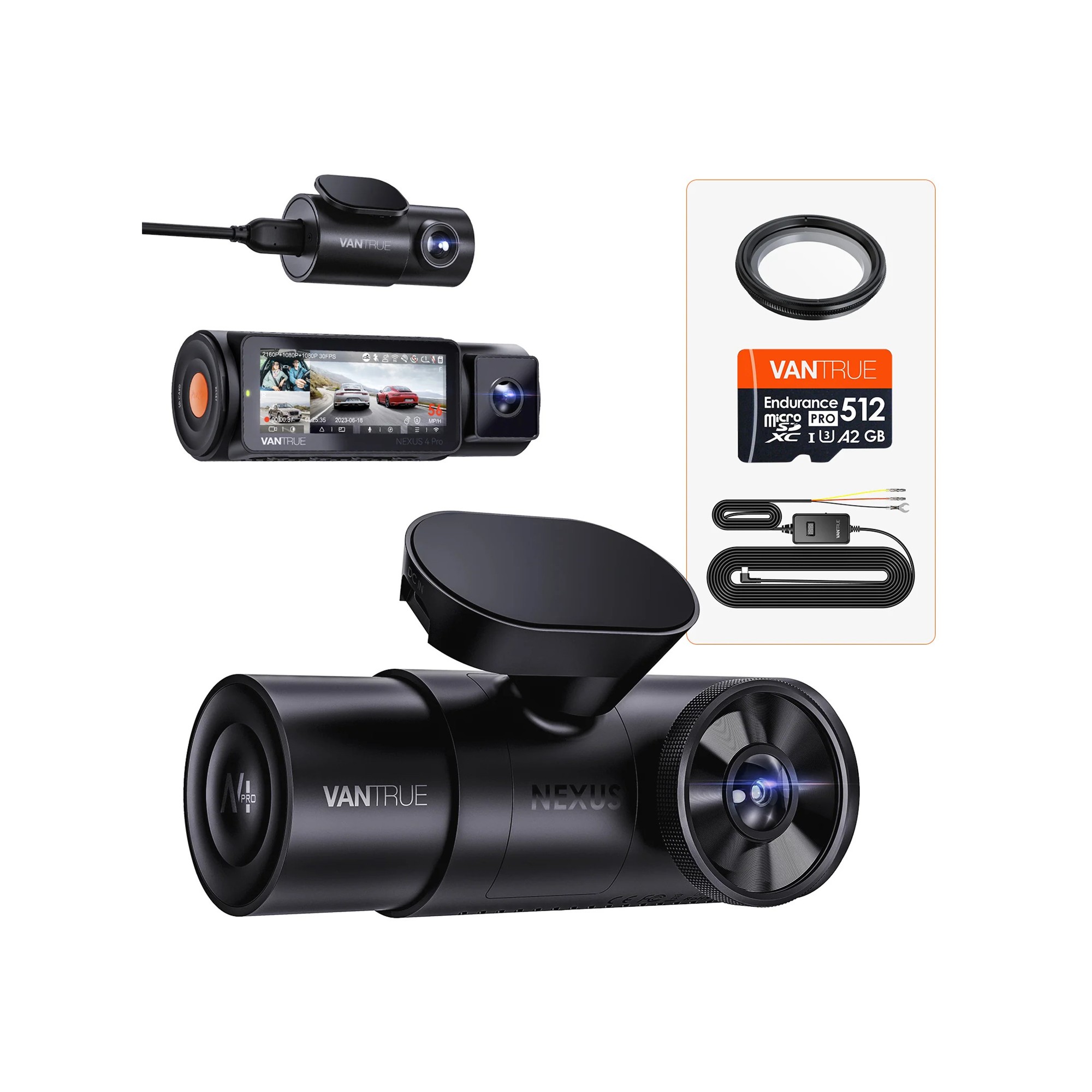 Автомобільний відеореєстратор Vantrue N4 Pro + VP05 Hardwire Kit + CPL + 512GB Card